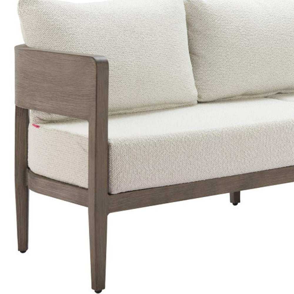 78" Beige Polypropylene Aluminum Sofa