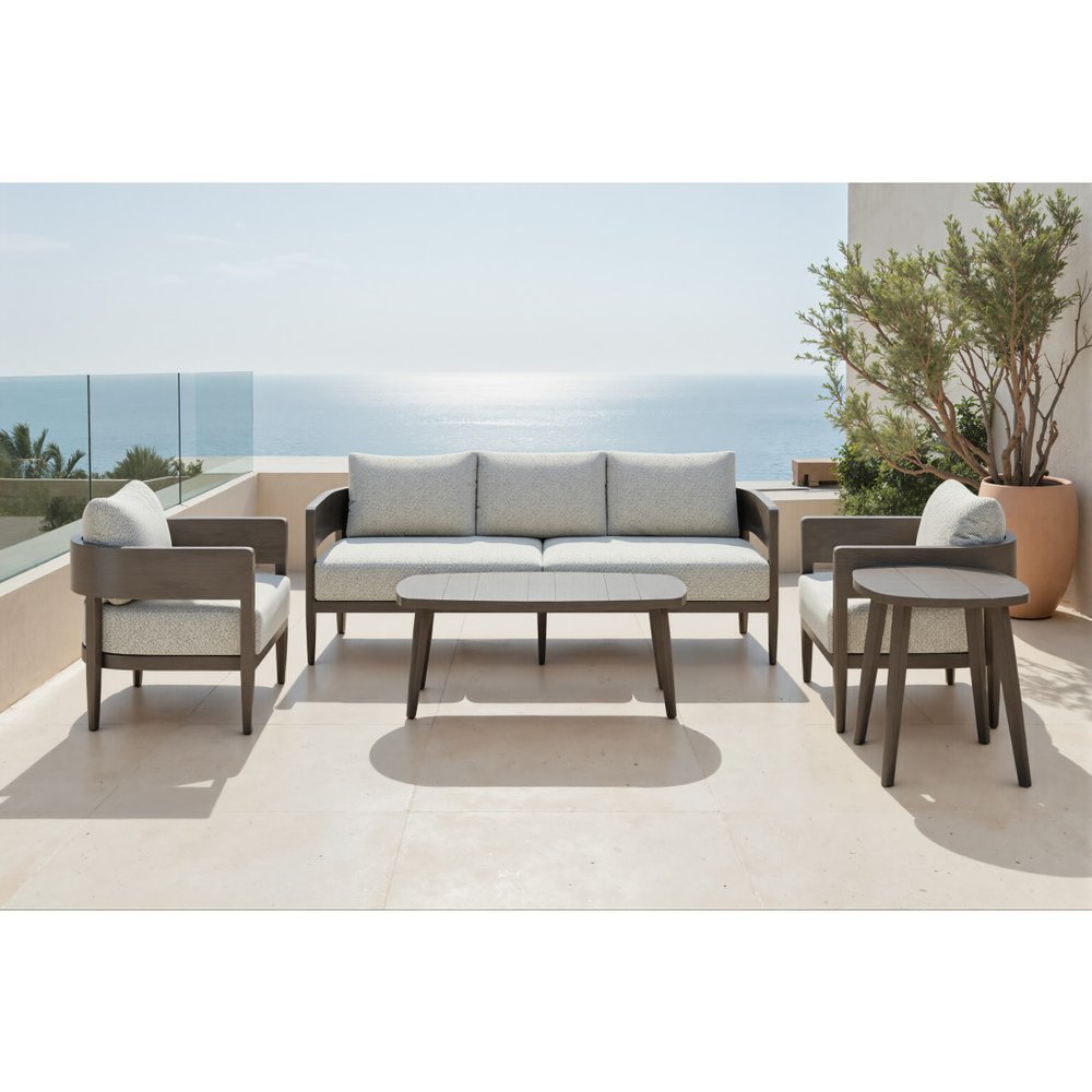 78" Beige Polypropylene Aluminum Sofa