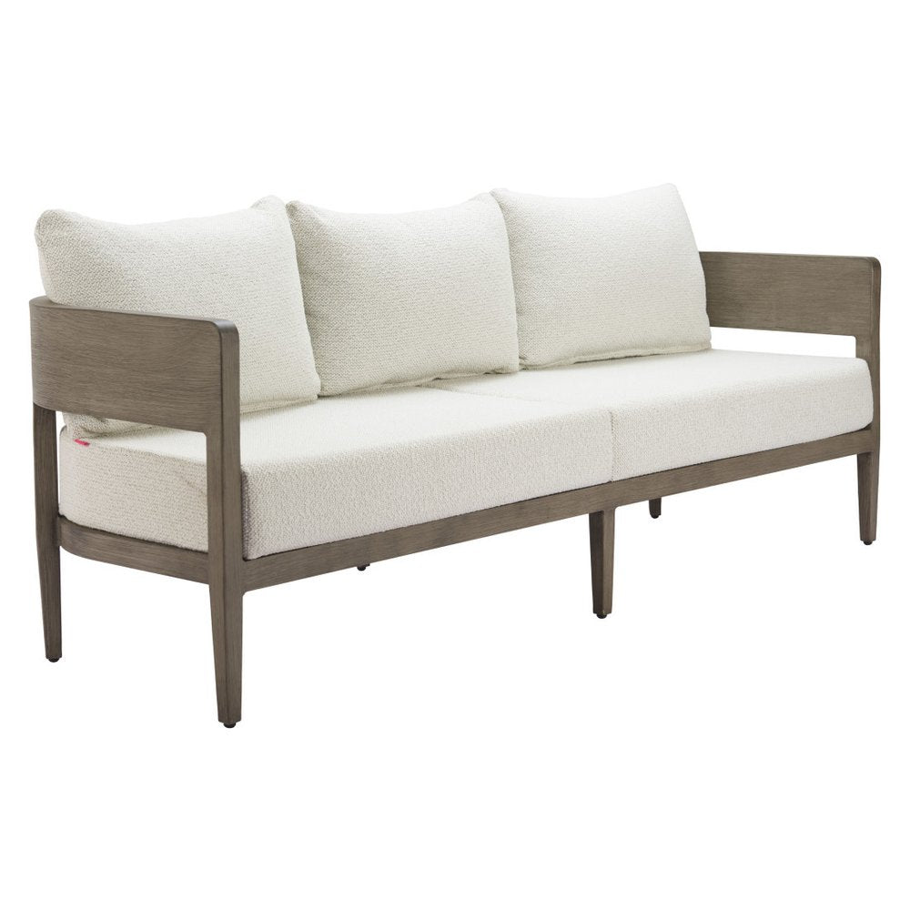 78" Beige Polypropylene Aluminum Sofa