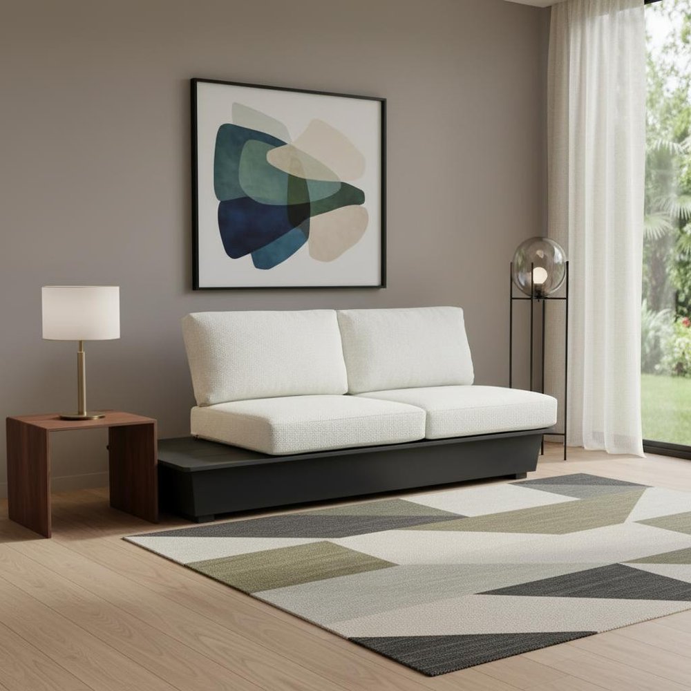 79" Beige Polypropylene Sofa