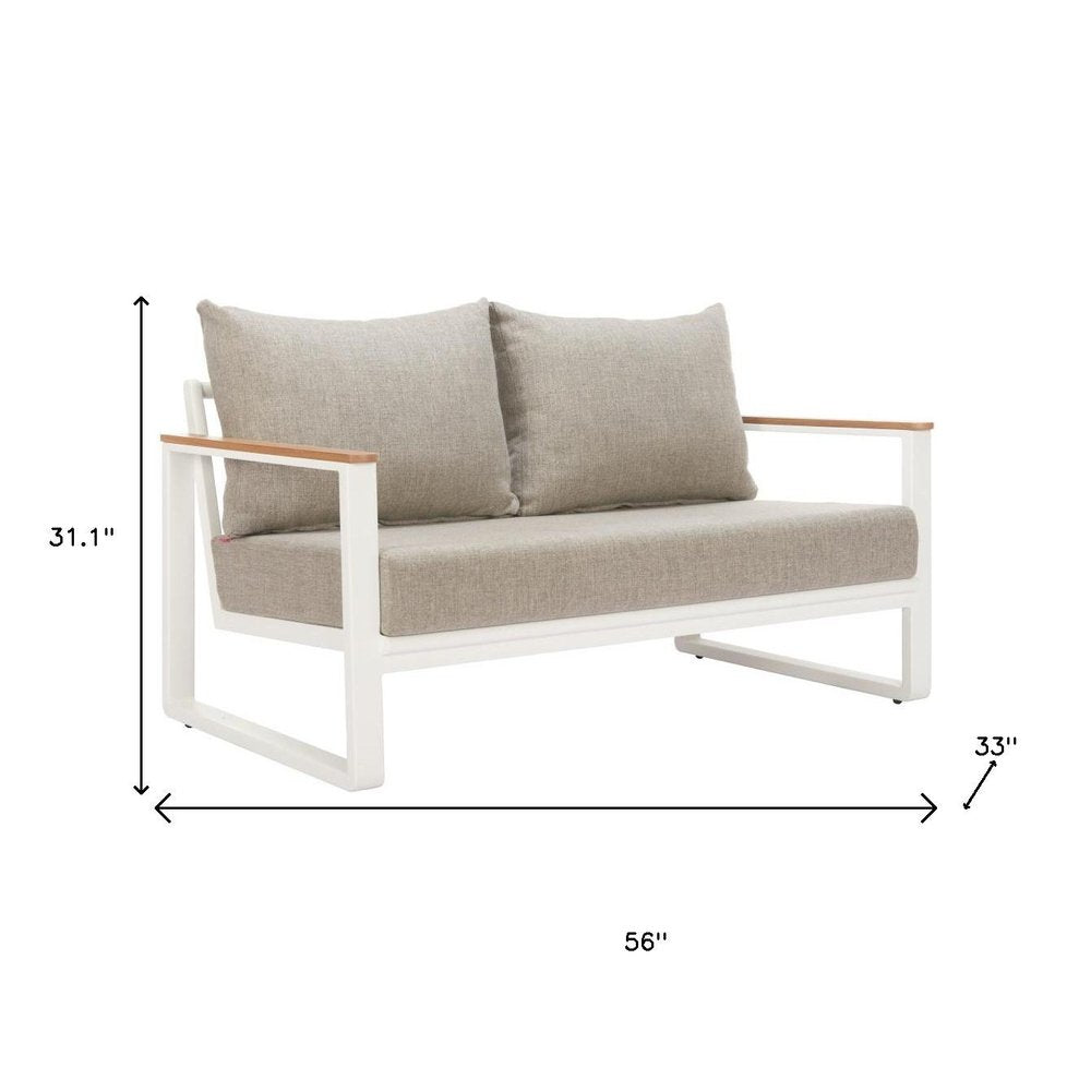56" Taupe Polypropylene Sofa