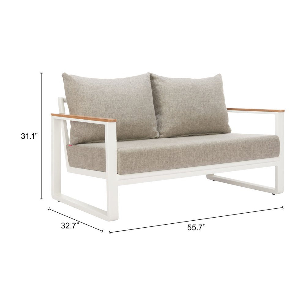 56" Taupe Polypropylene Sofa