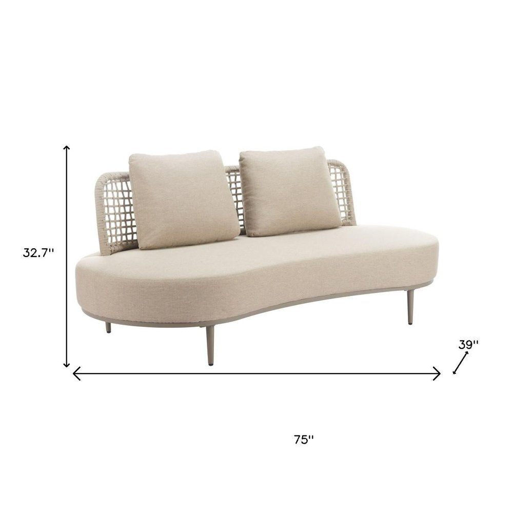 75" Beige Fabric Sofa