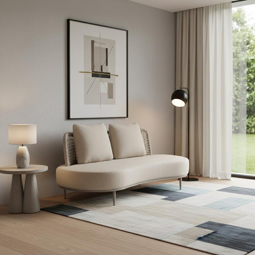 75" Beige Fabric Sofa