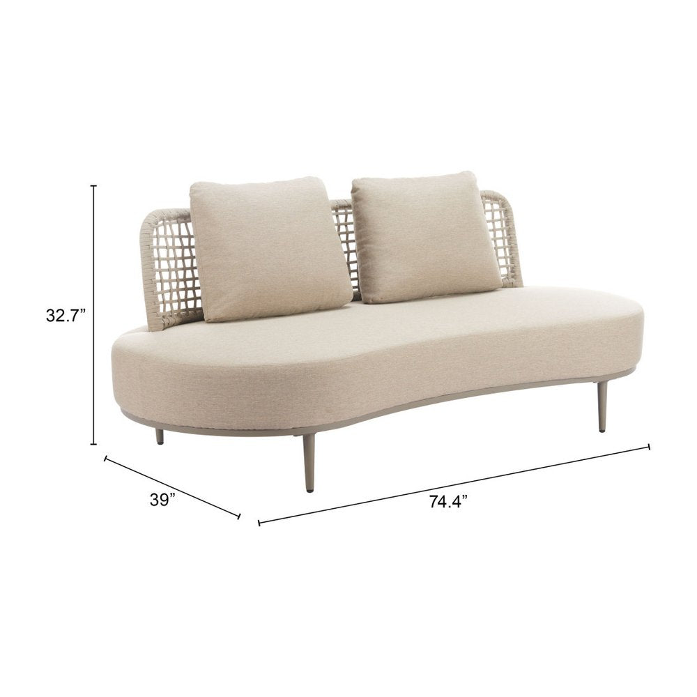 75" Beige Fabric Sofa