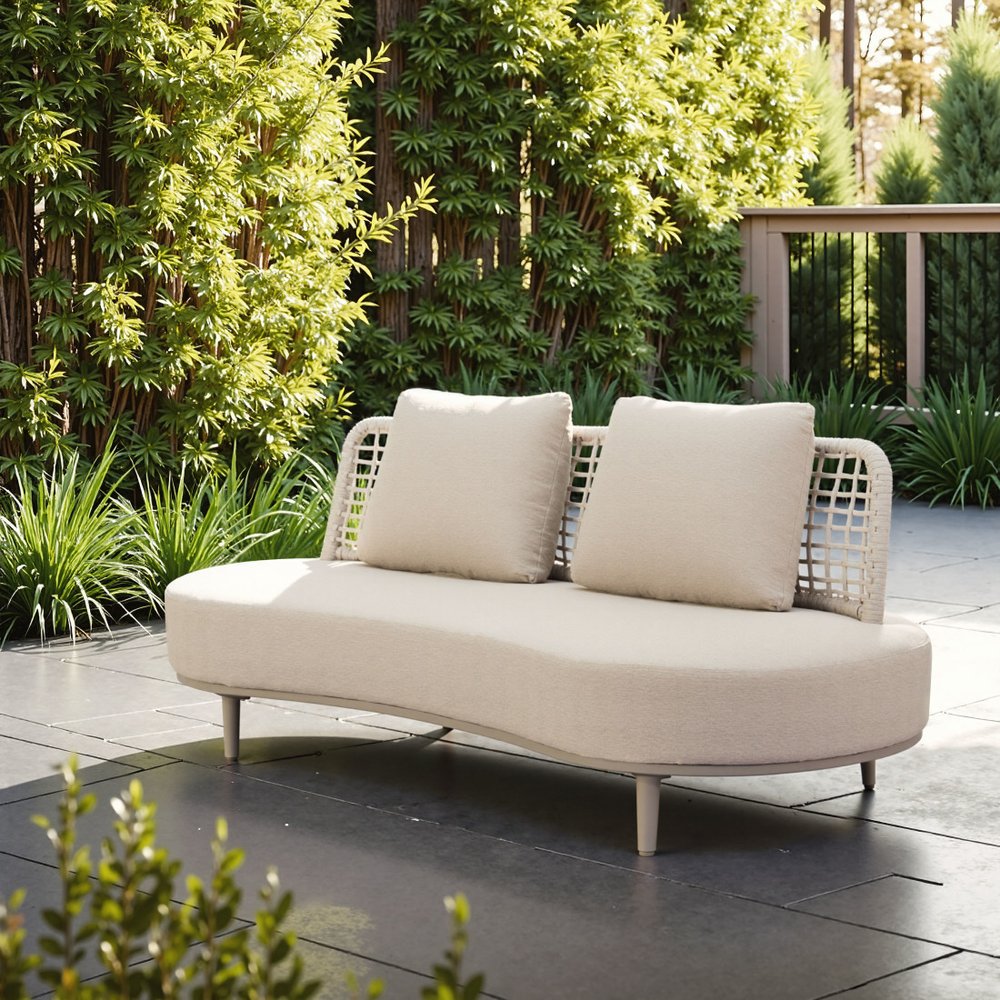 75" Beige Fabric Sofa