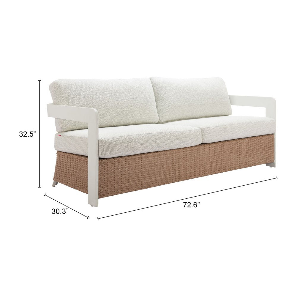 73" White Polypropylene Sofa