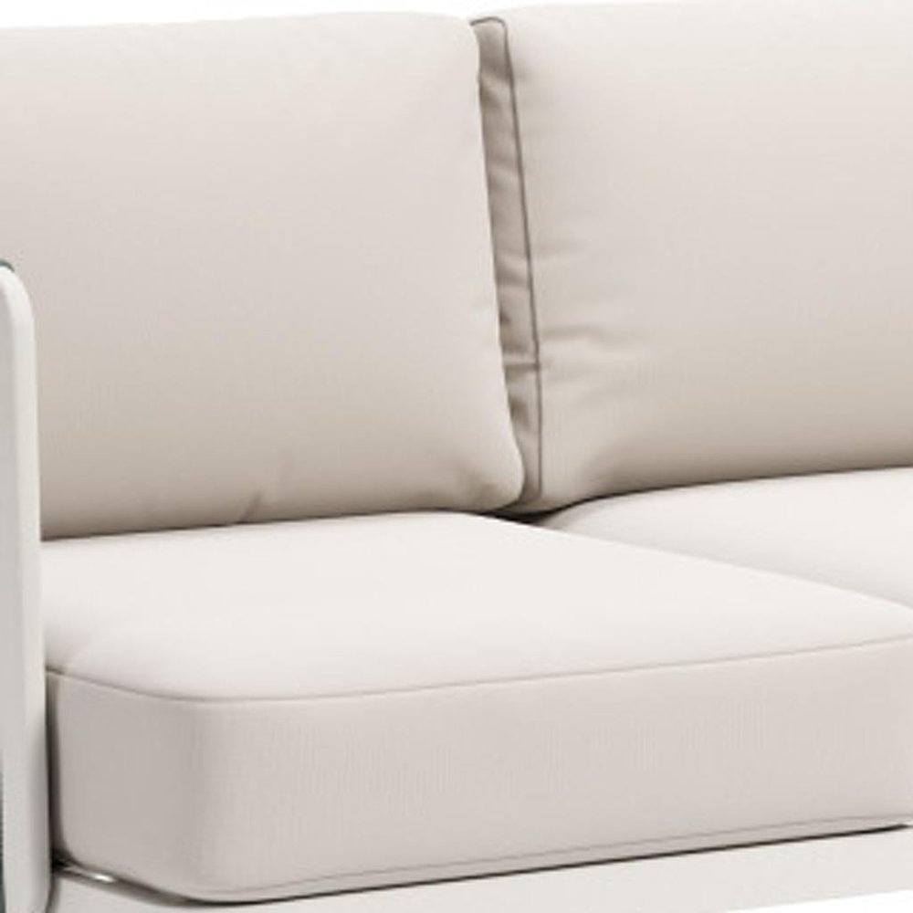 74" White Fabric Sofa
