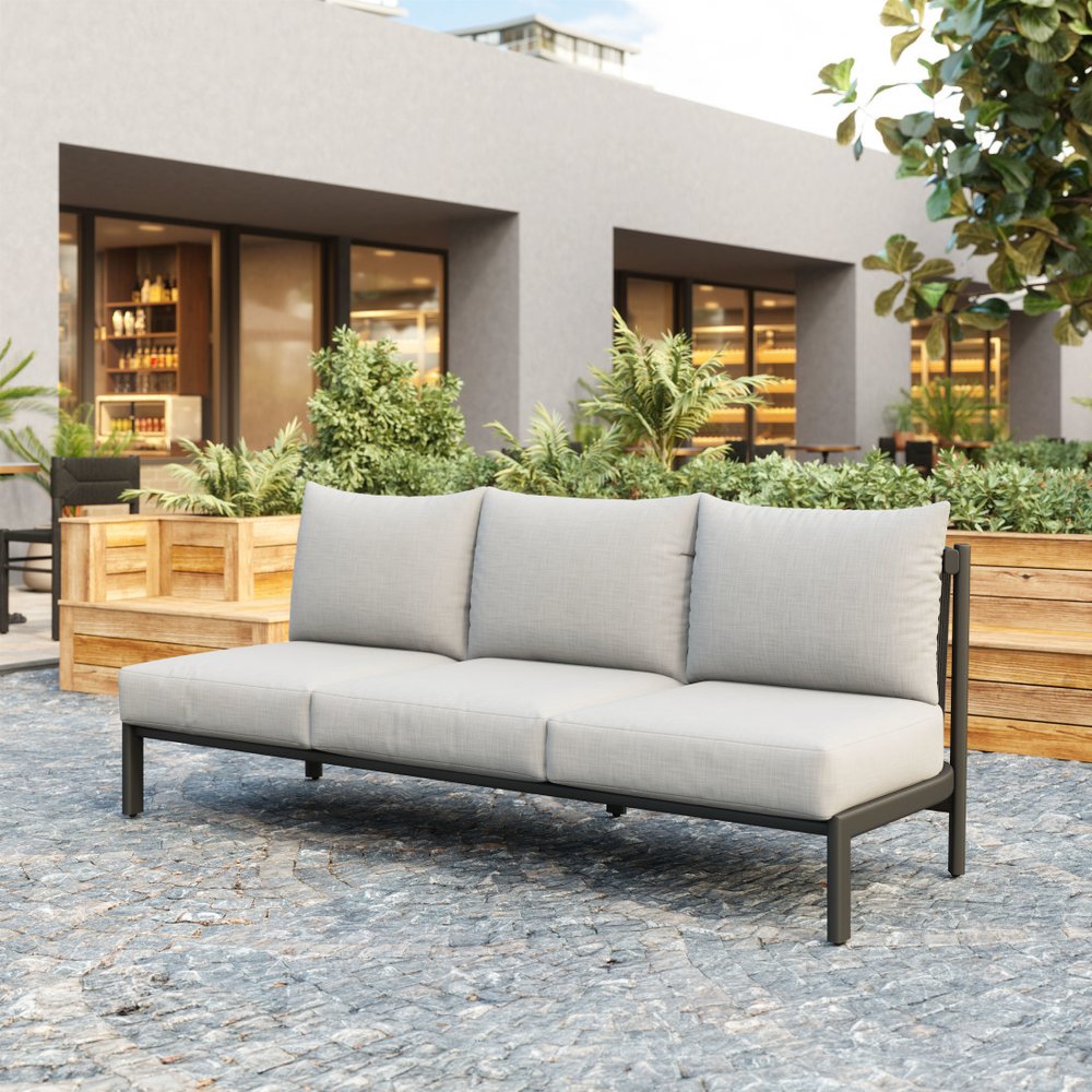 78" Gray Polypropylene Sofa