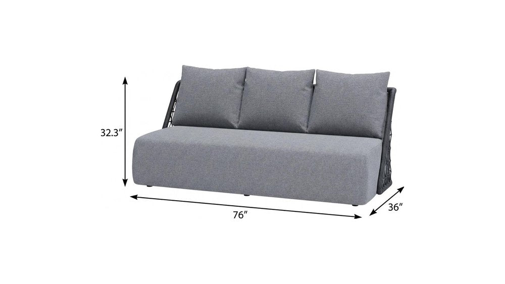 76" Gray Polypropylene Sofa