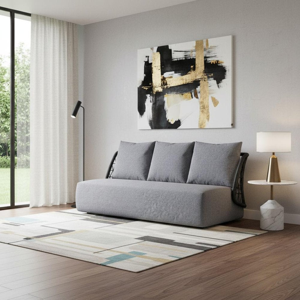 76" Gray Polypropylene Sofa