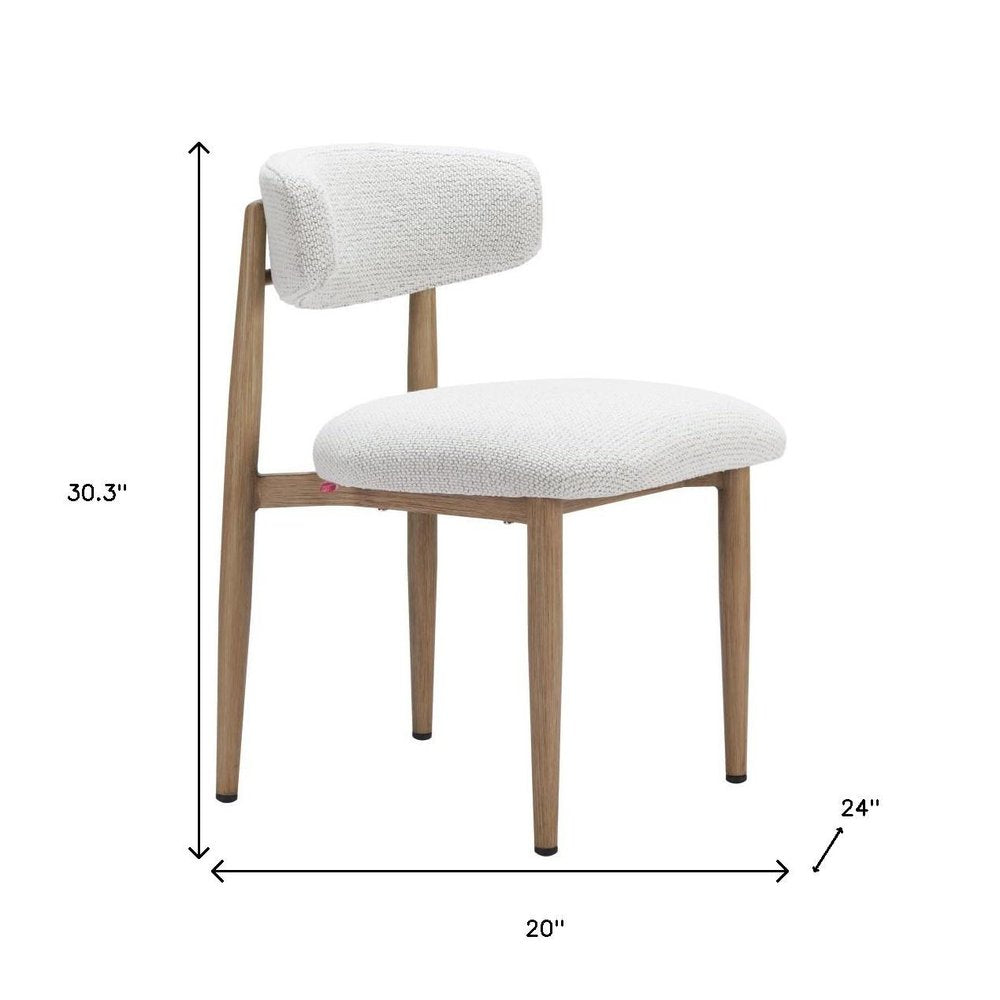 White and Brown Olefin Curved Back Dining Side Chair