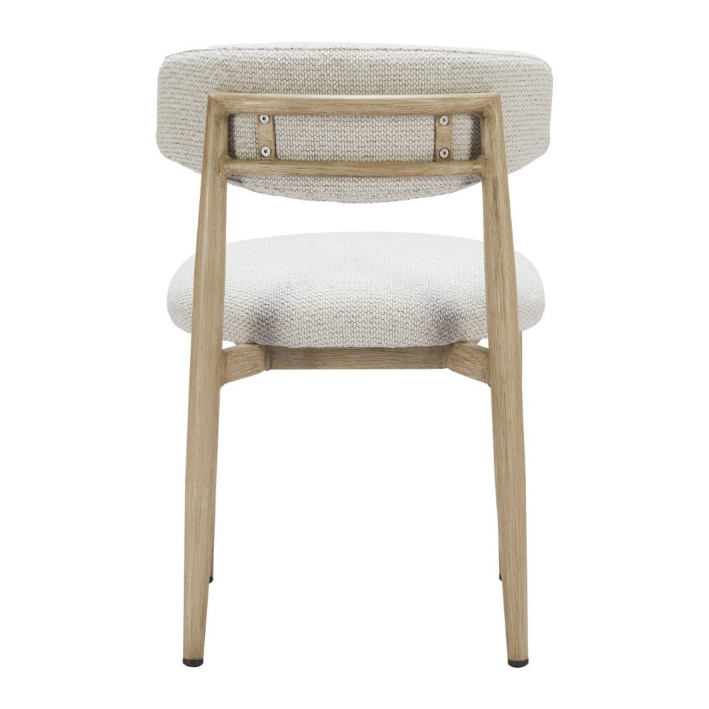 White and Brown Olefin Curved Back Dining Side Chair
