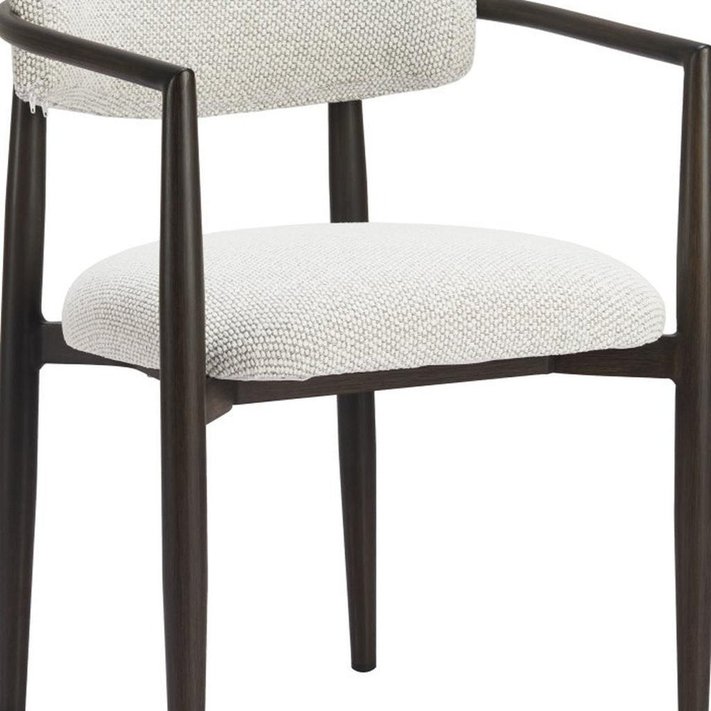White and Black Open Back Dining Arm Chair