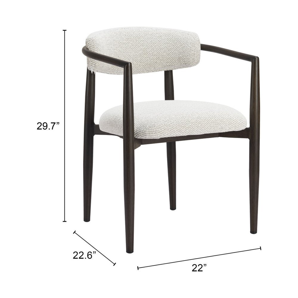 White and Black Open Back Dining Arm Chair