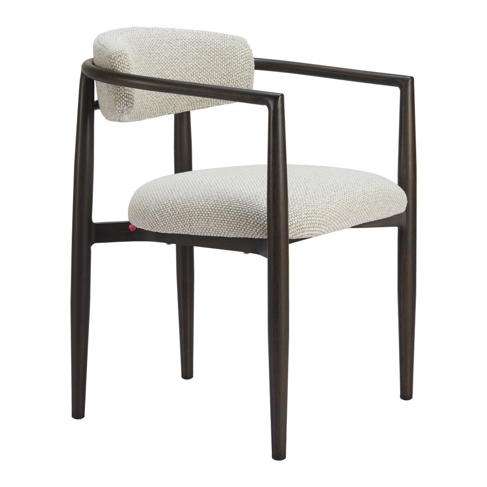 White and Black Open Back Dining Arm Chair