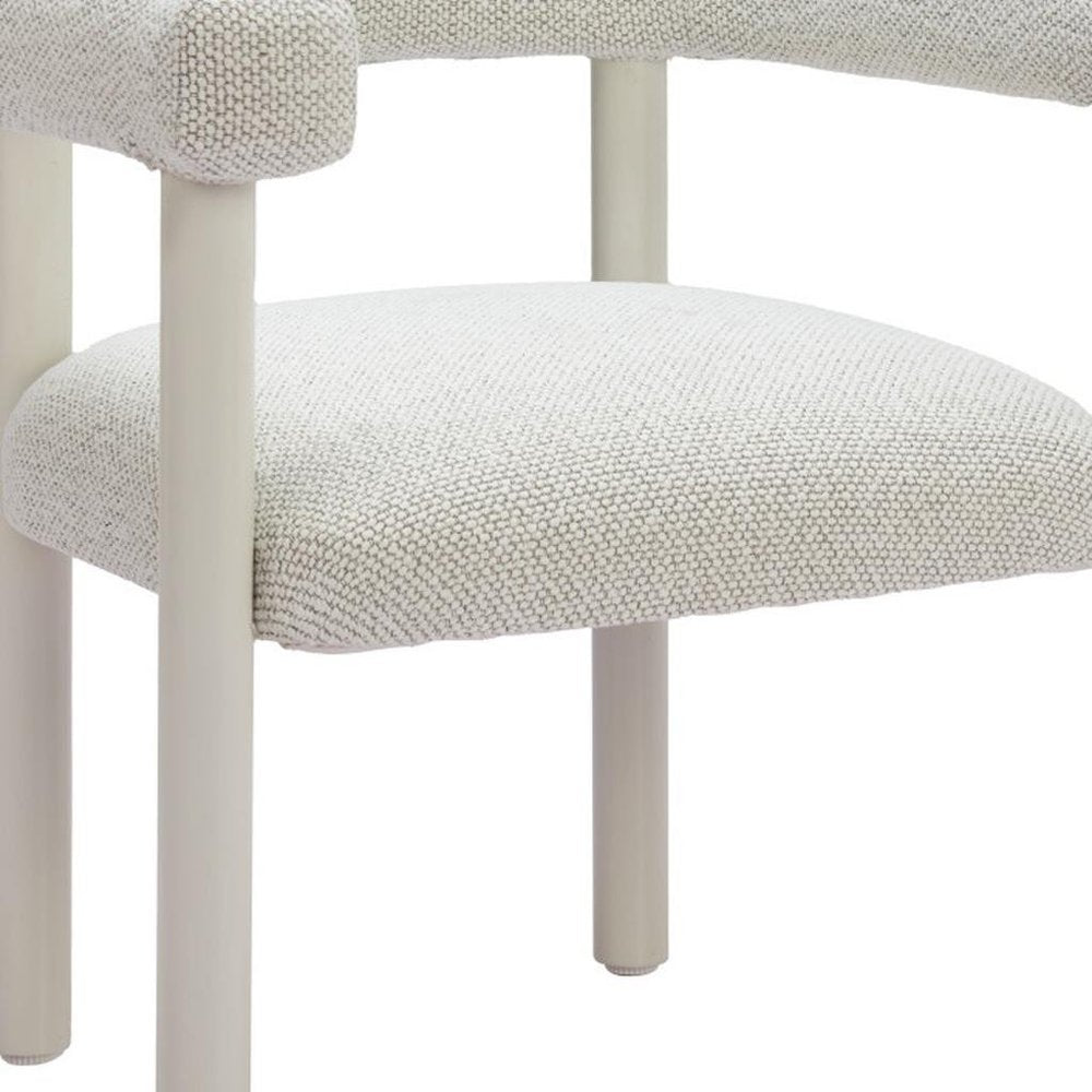 Set of Two White Open Back Dining Arm Chairs