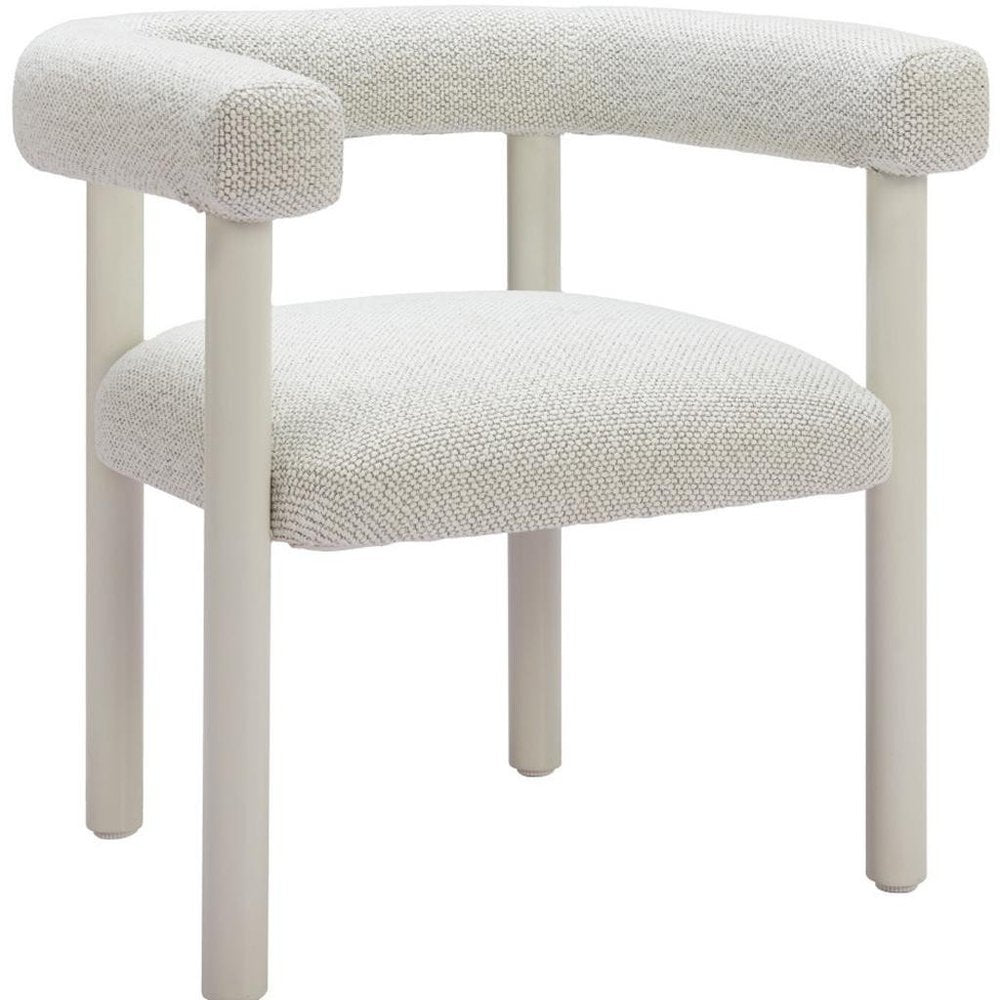 Set of Two White Open Back Dining Arm Chairs