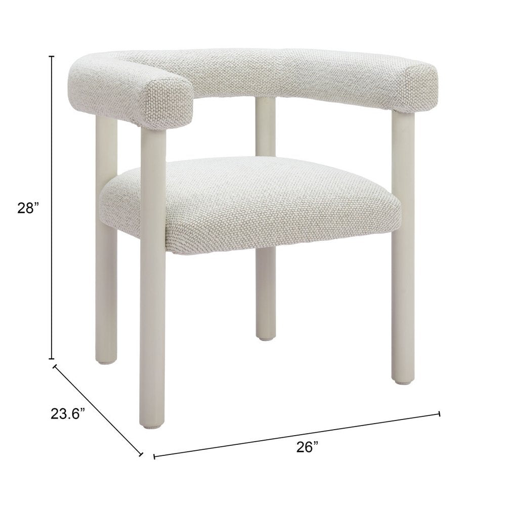 Set of Two White Open Back Dining Arm Chairs