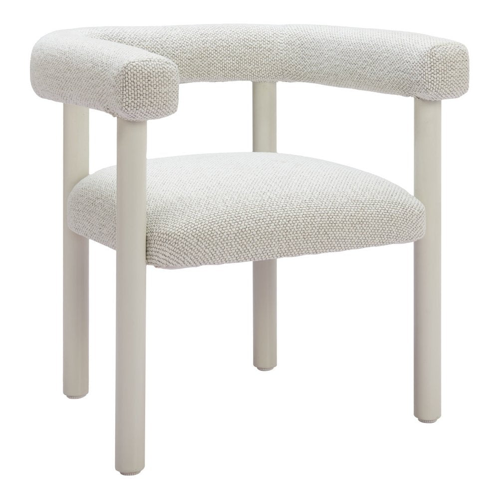 Set of Two White Open Back Dining Arm Chairs
