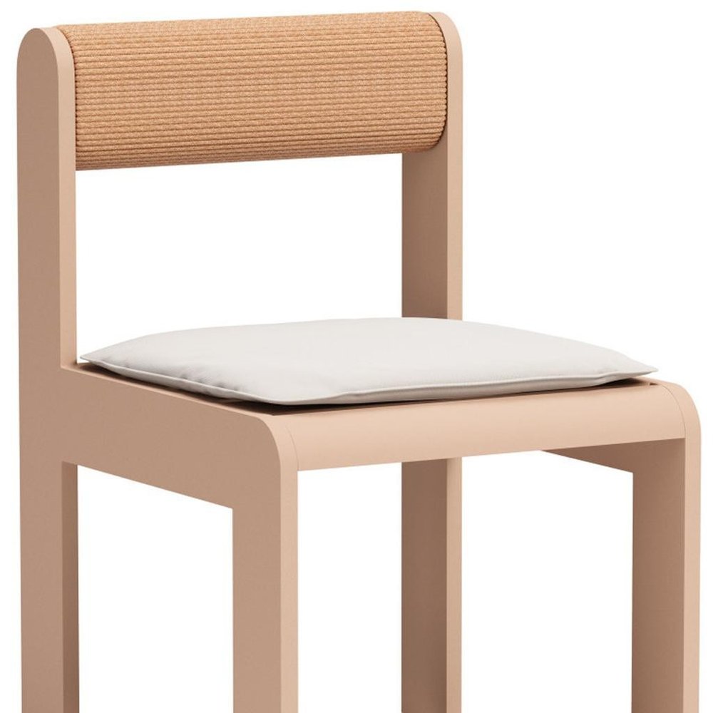 Set of Two White and Natural Slipcovered Open Back Dining Side Chairs