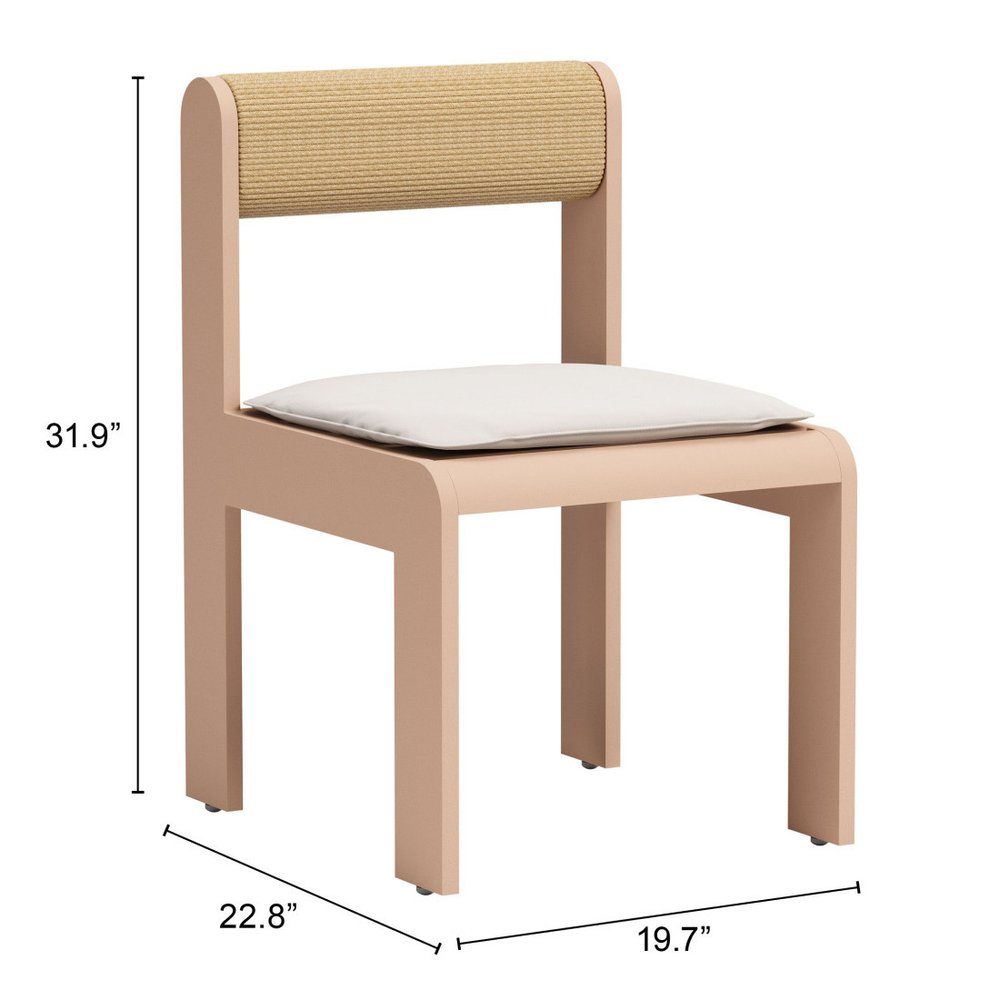 Set of Two White and Natural Slipcovered Open Back Dining Side Chairs