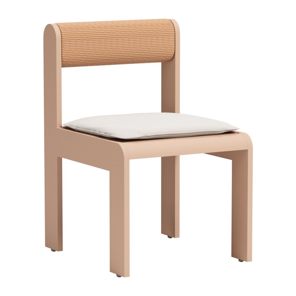 Set of Two White and Natural Slipcovered Open Back Dining Side Chairs