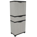 23" Black and Gray Plastic Accent Cabinet With Four Doors And One Drawer