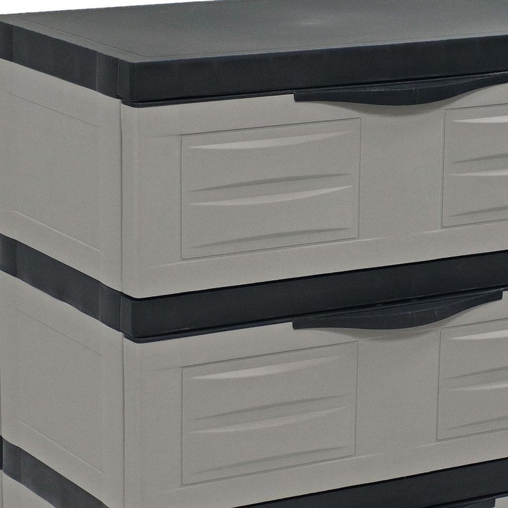 23" Gray and Black Plastic Accent Cabinet With Three Drawers