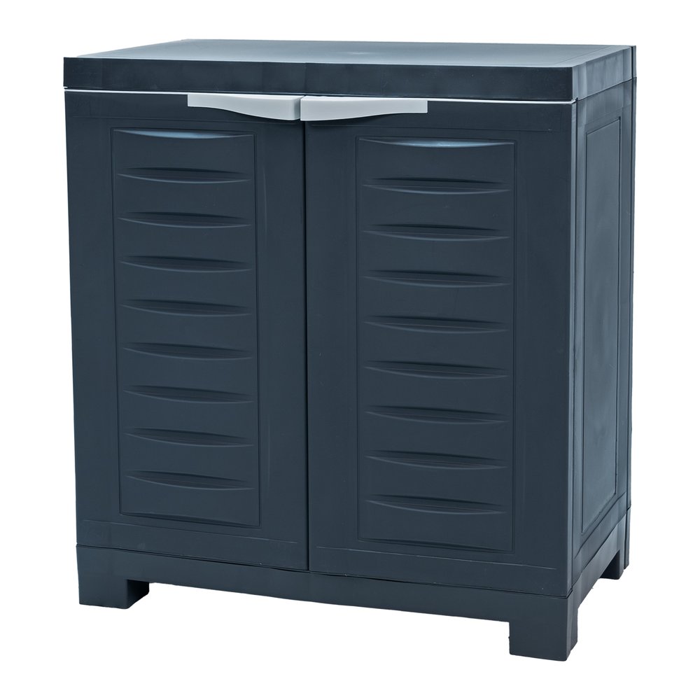 23" Charcoal Plastic Accent Cabinet With Two Doors