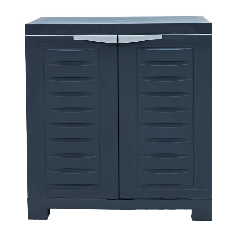 23" Charcoal Plastic Accent Cabinet With Two Doors