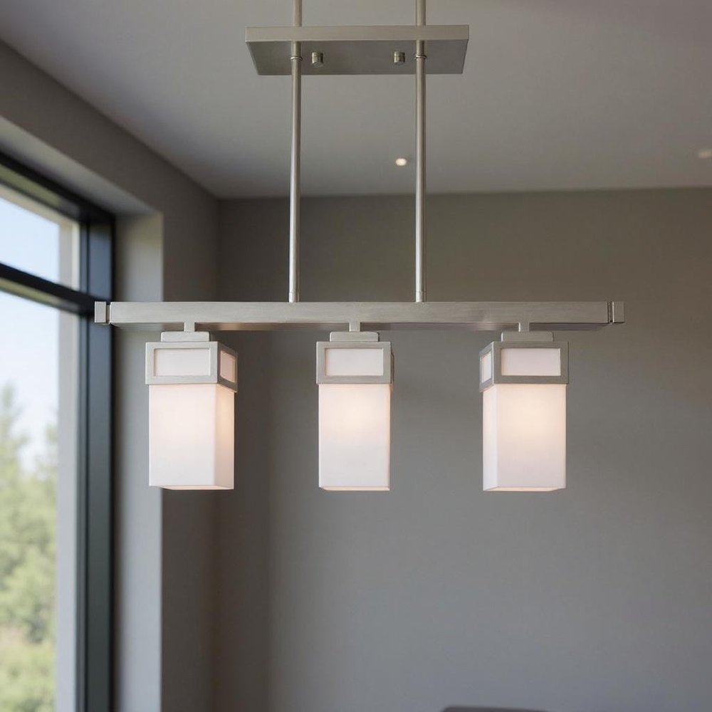 Three Light Dimmable Chandelier With Shades