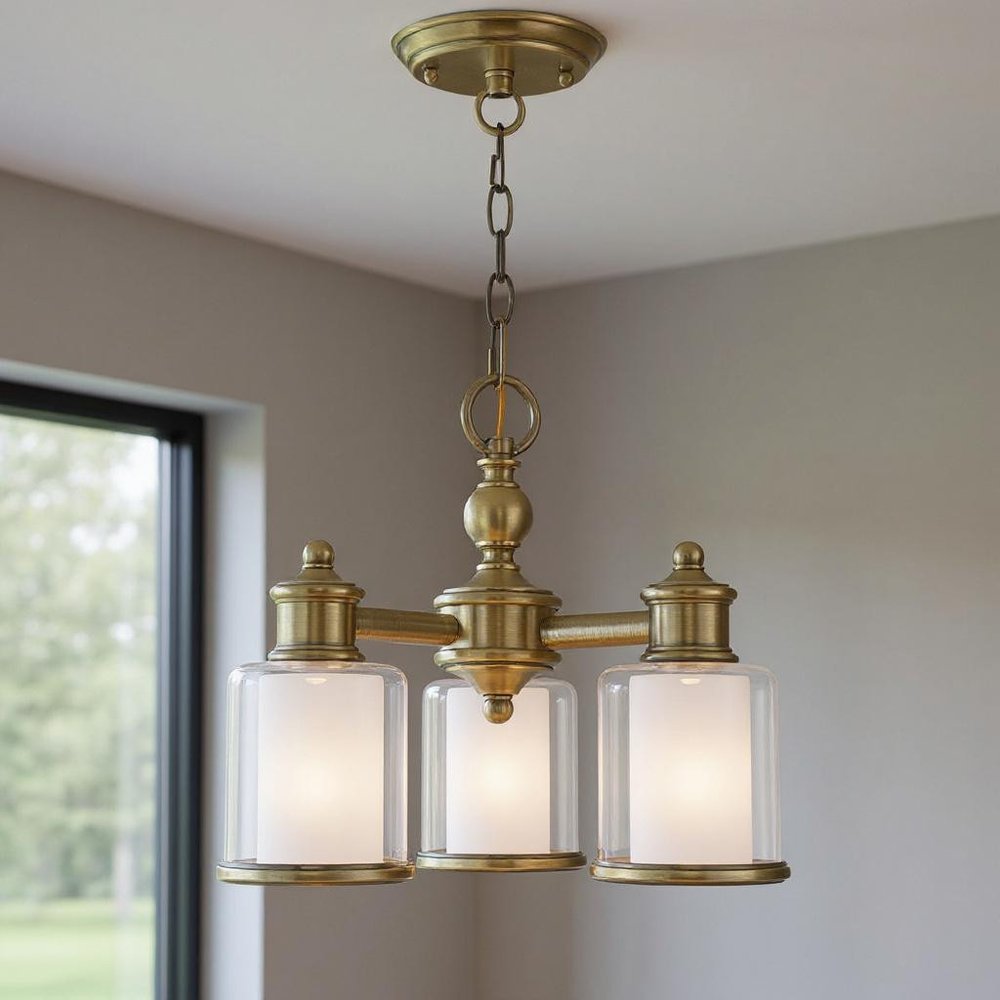Three Light Dimmable Chandelier With Shades