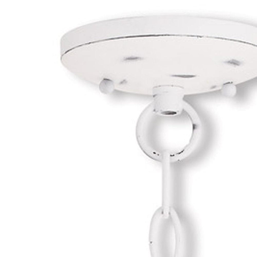 White Three Light Metal Dimmable Chandelier With Shades