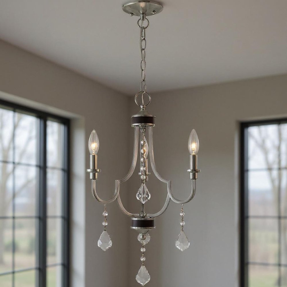 Three Light Dimmable Chandelier With Shades