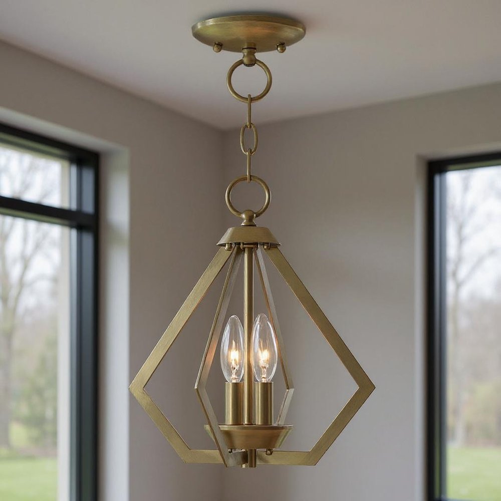 Two Light Dimmable Chandelier With Shades