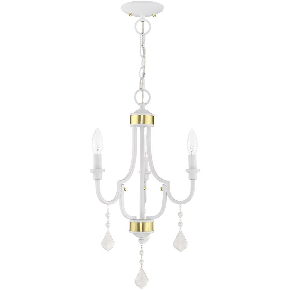 White Three Light Dimmable Chandelier With Shades