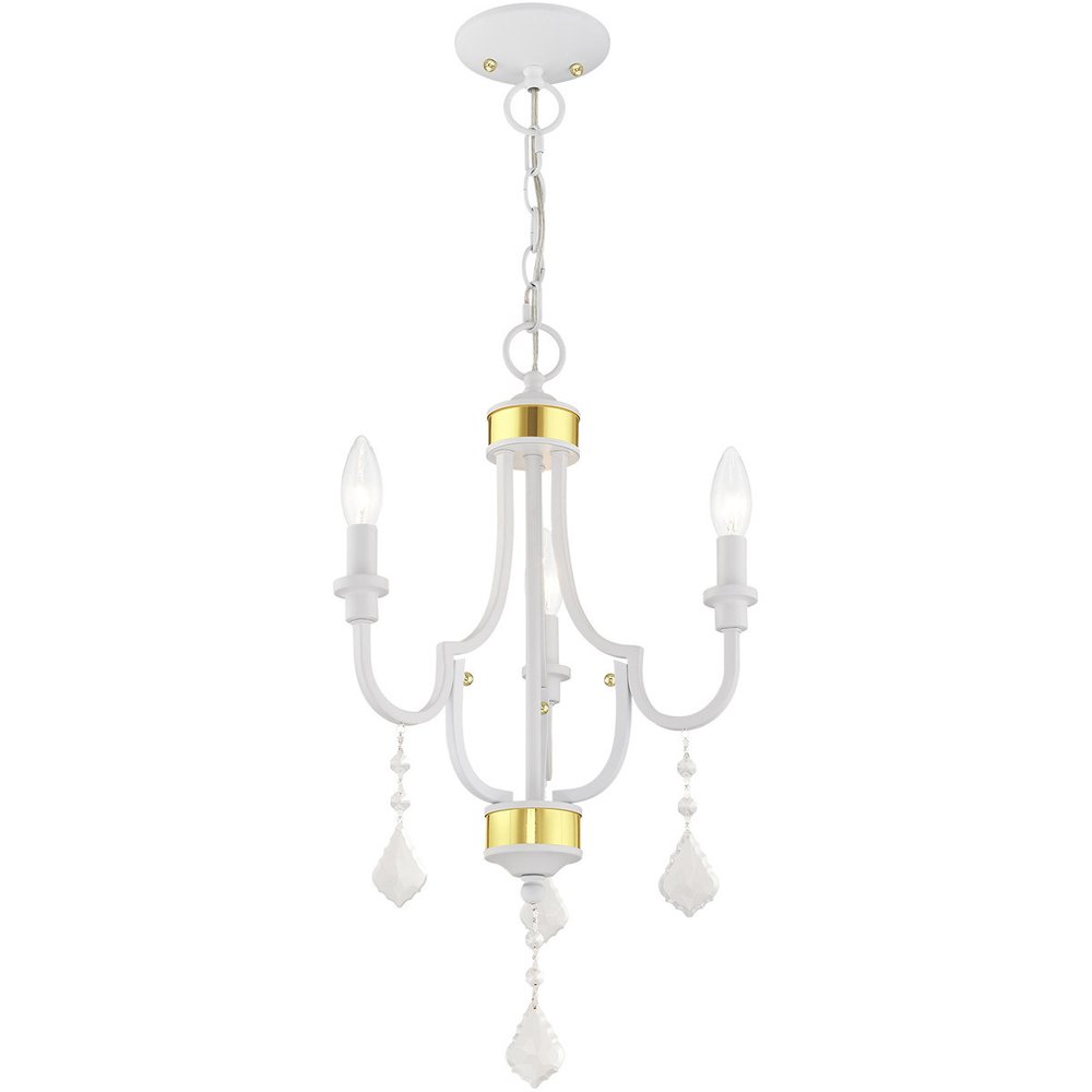 White Three Light Dimmable Chandelier With Shades