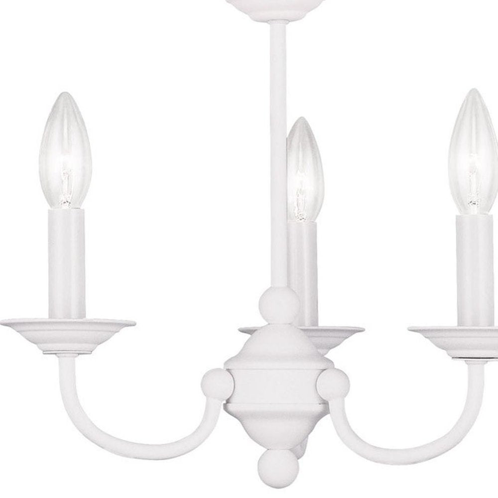 White Three Light Dimmable Chandelier With Shades