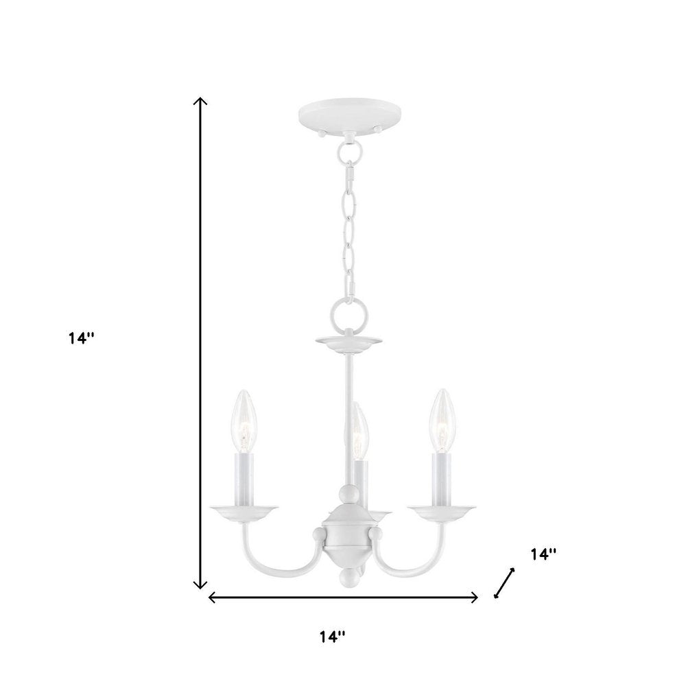 White Three Light Dimmable Chandelier With Shades