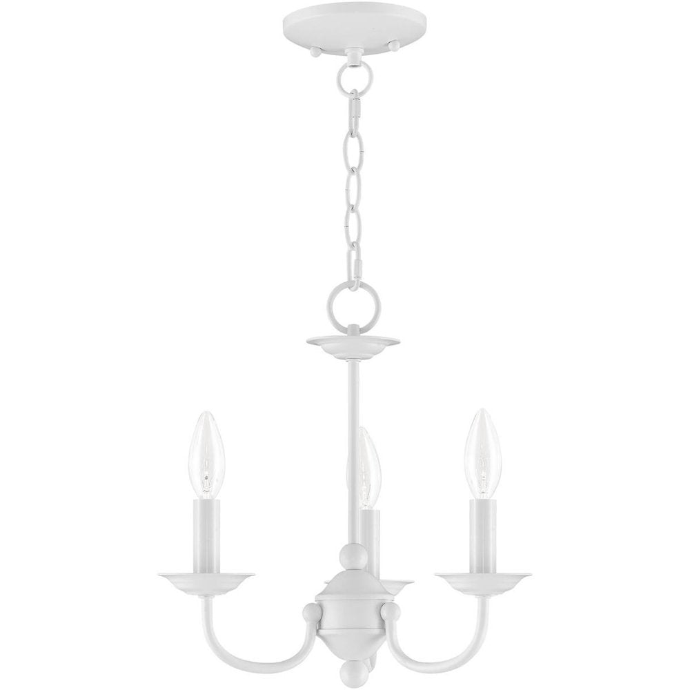 White Three Light Dimmable Chandelier With Shades