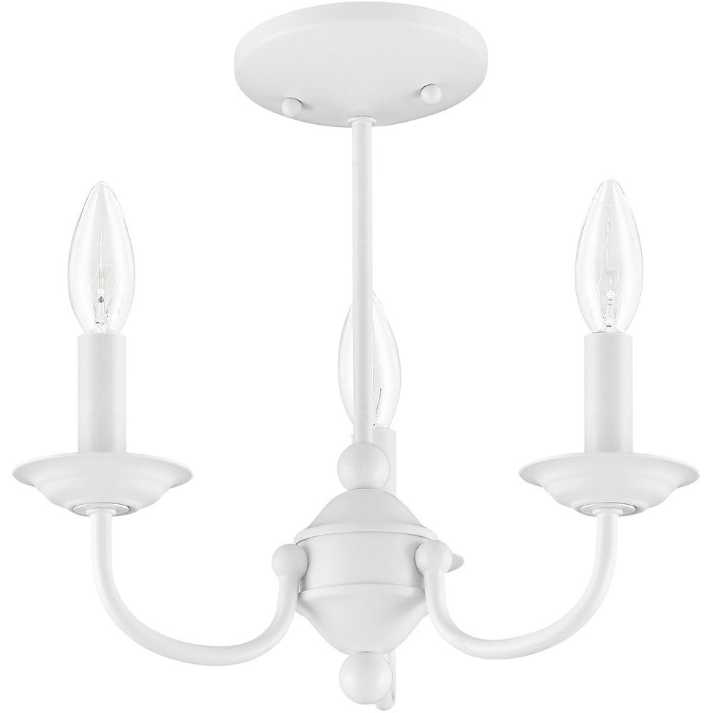 White Three Light Dimmable Chandelier With Shades