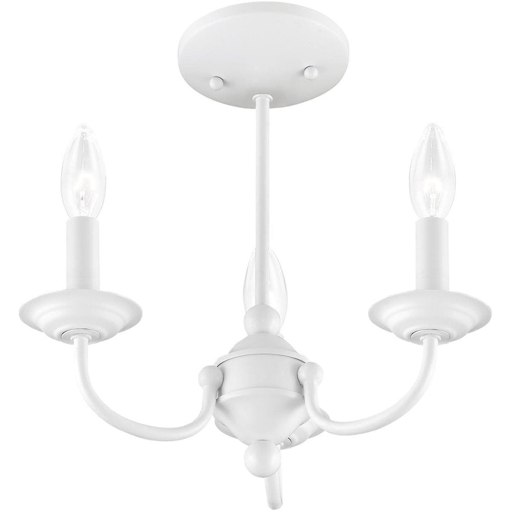 White Three Light Dimmable Chandelier With Shades