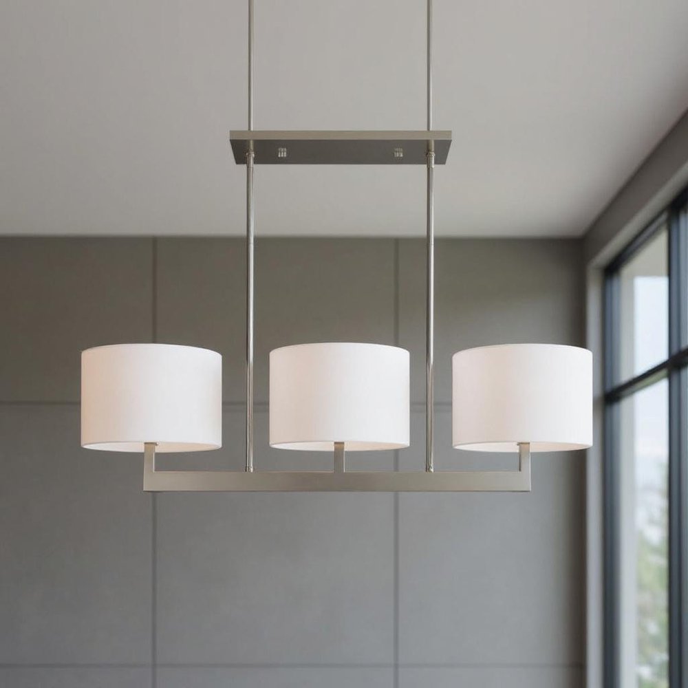 Three Light Dimmable Chandelier With Shades