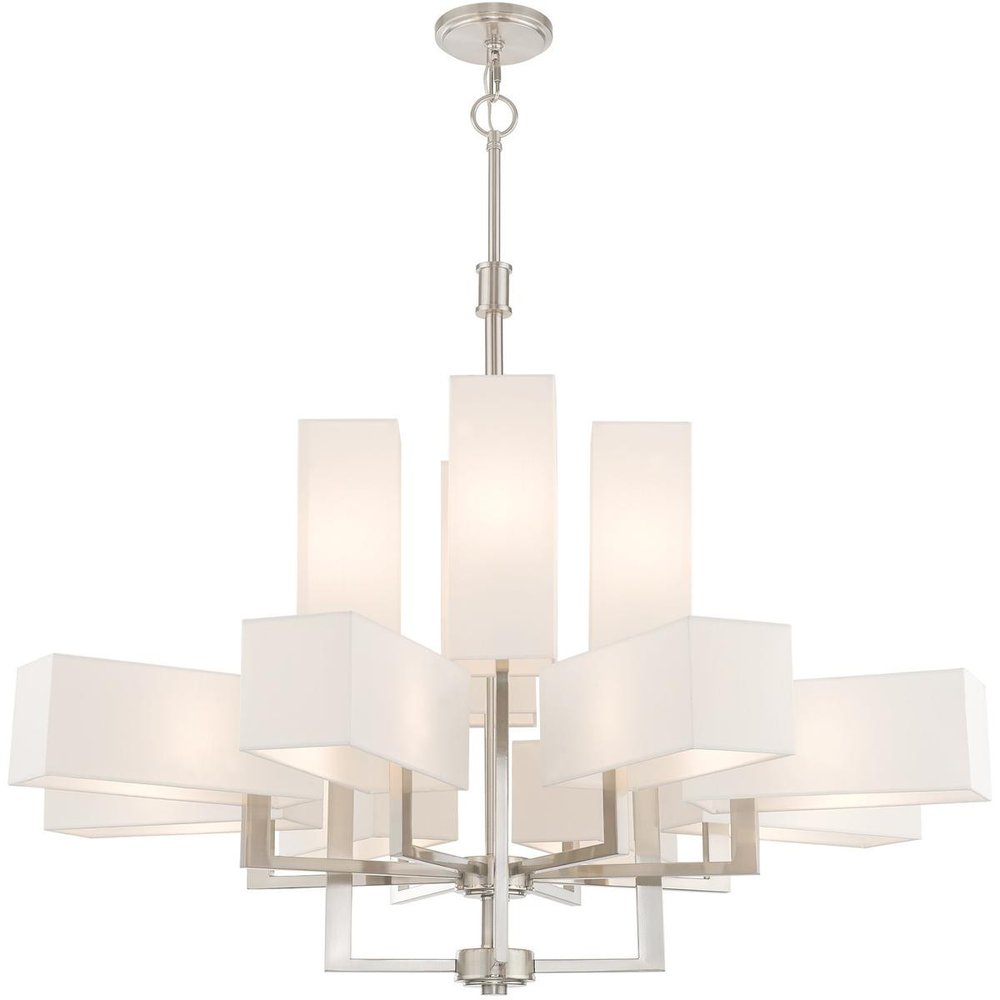 Twelve Light Dimmable Chandelier With Shades
