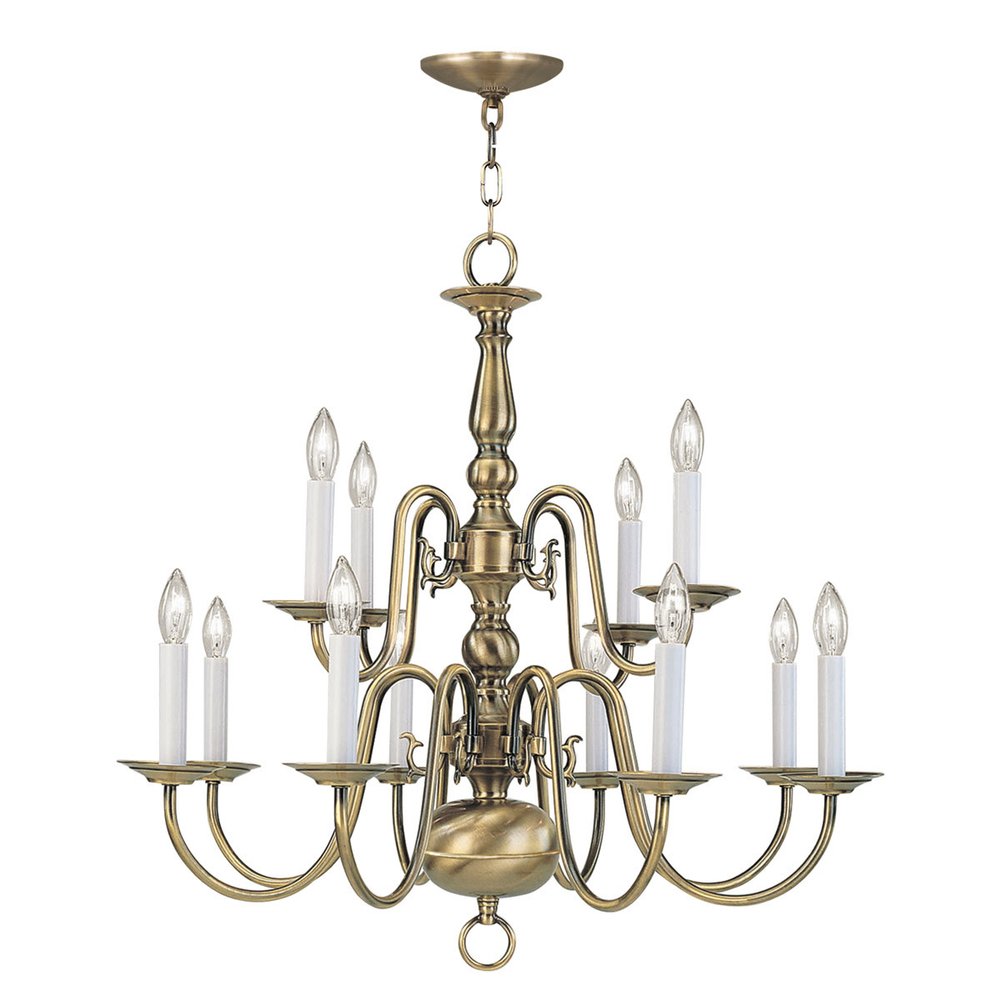 Twelve Light Dimmable Chandelier With Shades