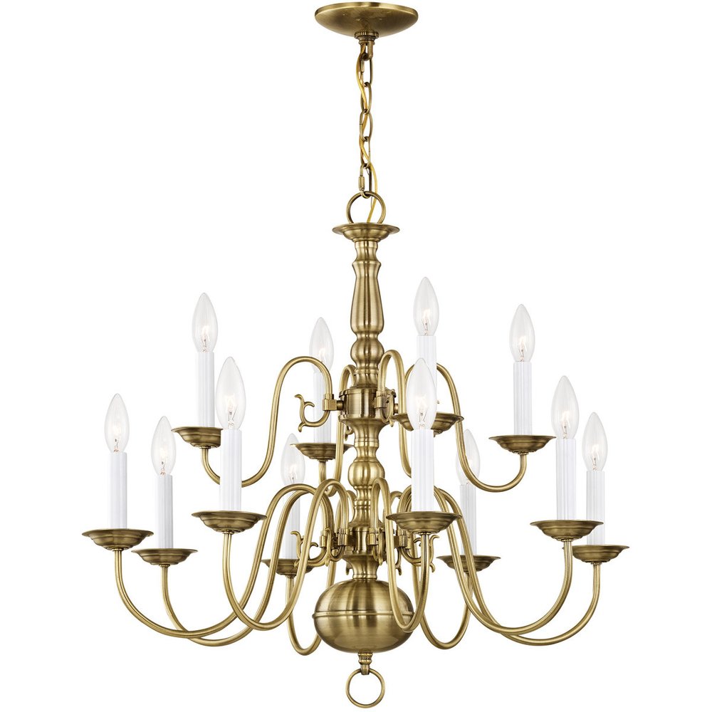 Twelve Light Dimmable Chandelier With Shades