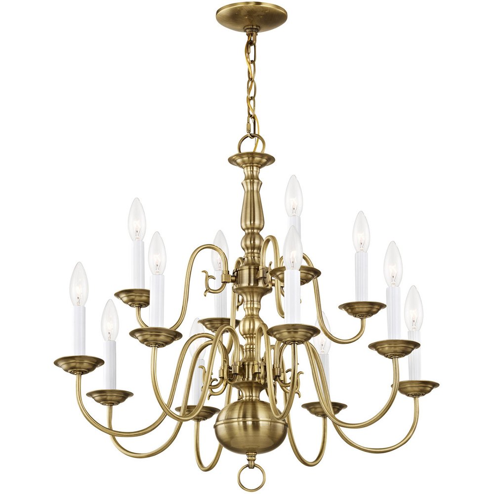 Twelve Light Dimmable Chandelier With Shades