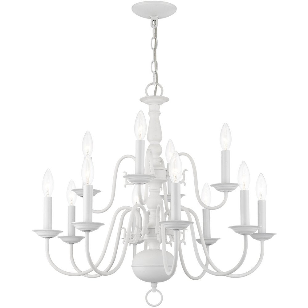 White Twelve Light Dimmable Chandelier With Shades
