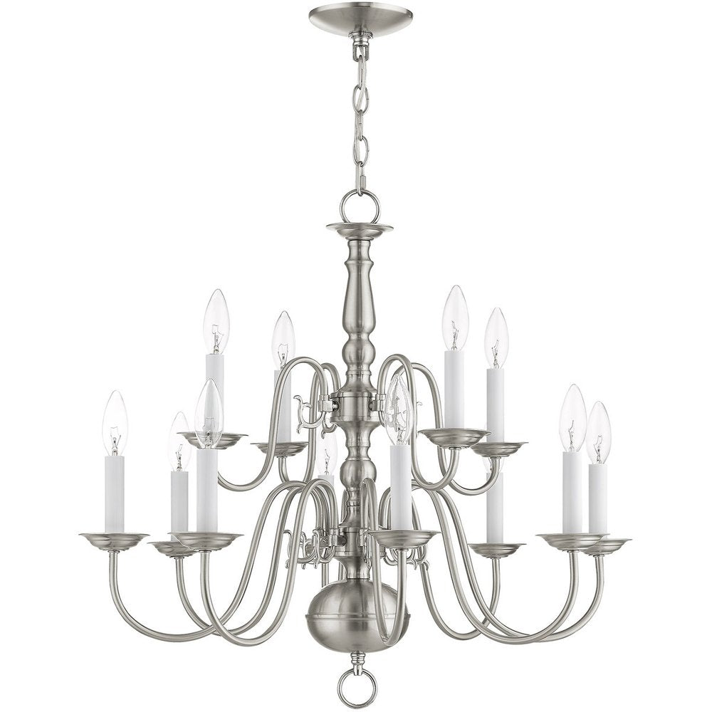 Twelve Light Dimmable Chandelier With Shades
